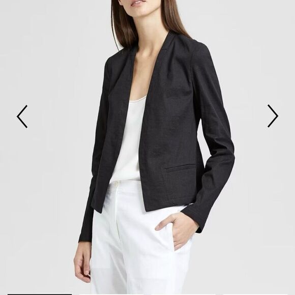 Theory Women’s Size 0 Organic Crunch Linen Clean Blazer in Black $395 - Picture 8 of 9